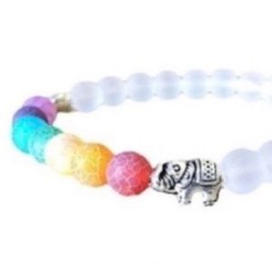 🌷2/$30🌷Clear Matte Chakra Bracelet with Elephant